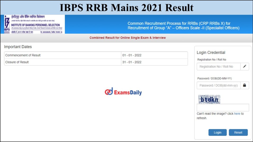 IBPS RRB Mains 2021 Result