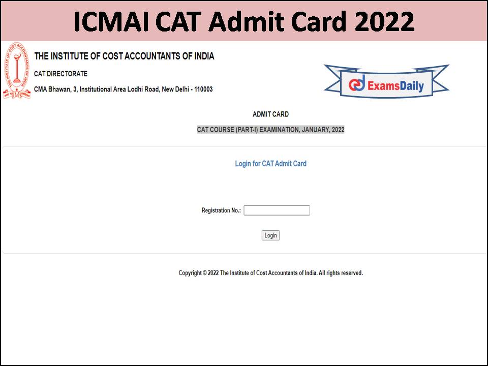 ICMAI CAT Admit Card 2022 Released- Direct Link to Download!!!