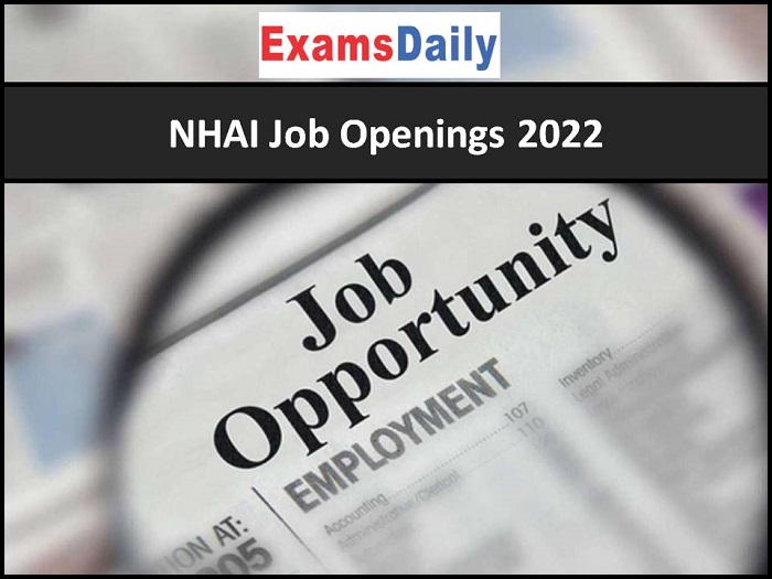 NHAI Job Openings 2022