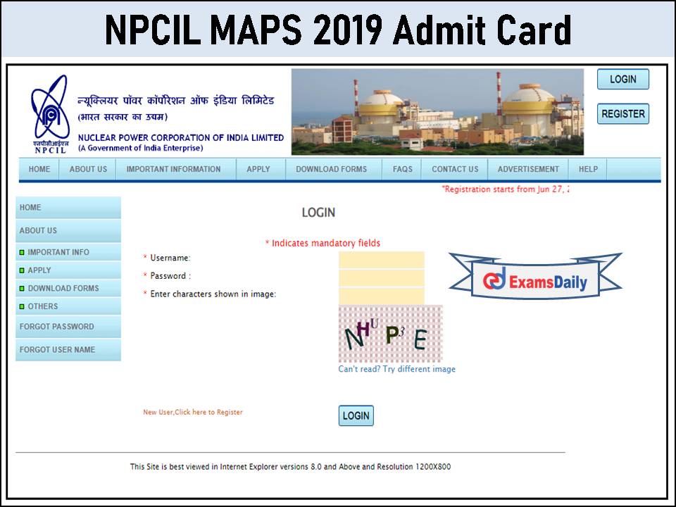 NPCIL MAPS 2019 Admit Card Released