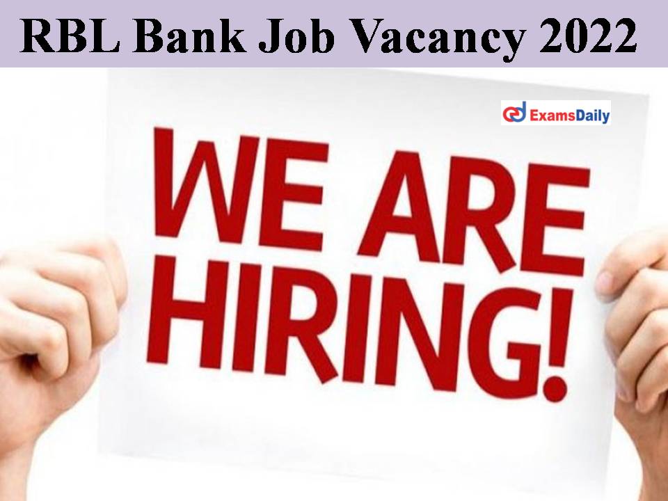 RBL Bank Job Vacancy 2022