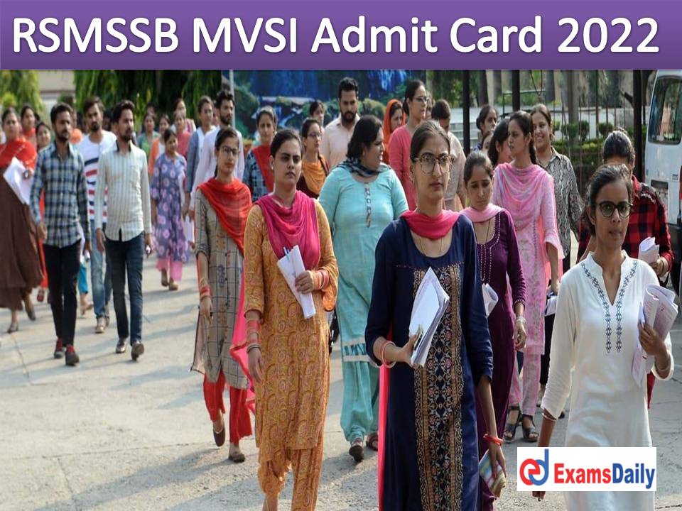RSMSSB MVSI Admit Card 2022 – Download Exam Date for Motor Vehicle Sub Inspector Posts!!!