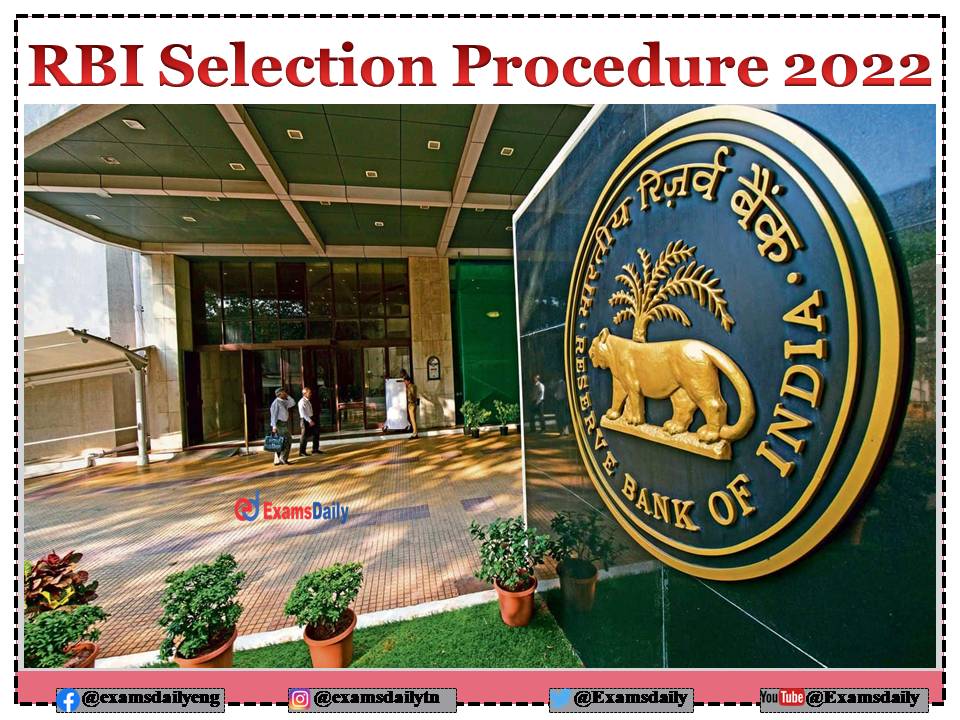 Reserve Bank of India Recruitment 2021 – 22 – Refer Selection Procedure and Application Form Available Here!!!