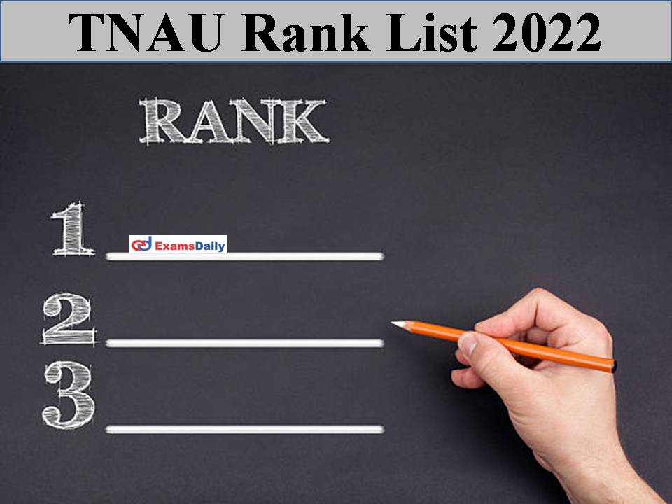 TNAU Rank List 2022