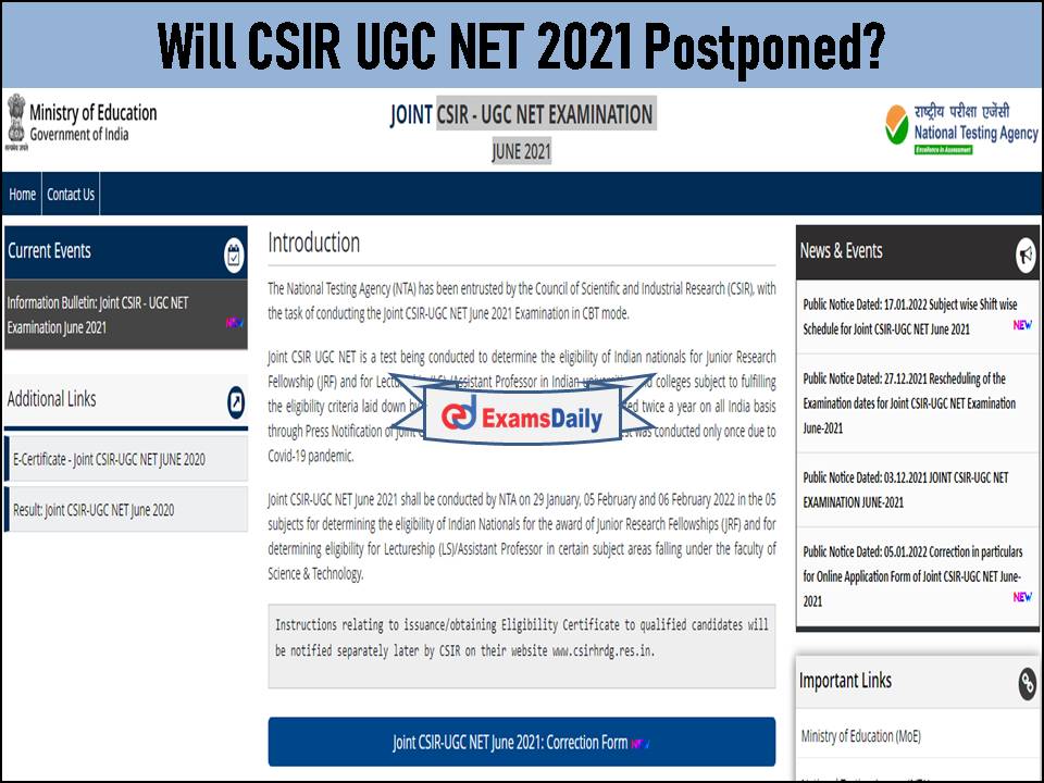 Will CSIR UGC NET 2021 Be Postponed Due to COVID Or Not