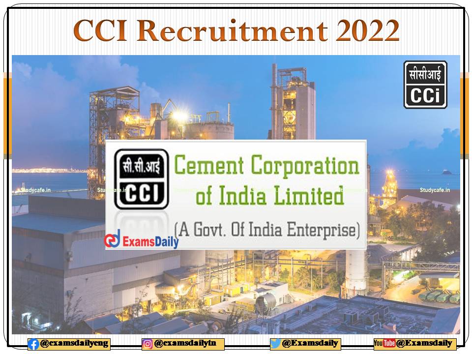CCI Recruitment 2022 Notification for Walk in Interview OUT – Min Qualification Must!! Check Eligibility Here!!!