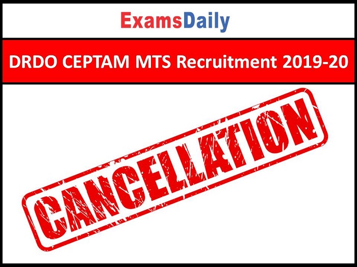 DRDO CEPTAM MTS Recruitment 2019-20