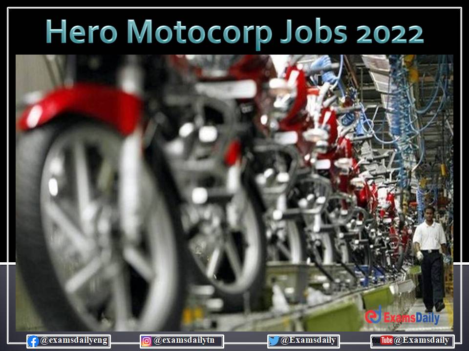 Hero Motocorp Recruitment 2022 for Freshers – Engineer Vacancy - Apply Online!!!