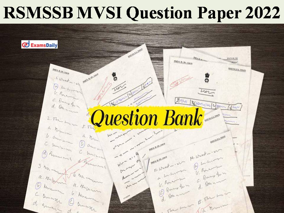 RSMSSB MVSI Question Paper 2022