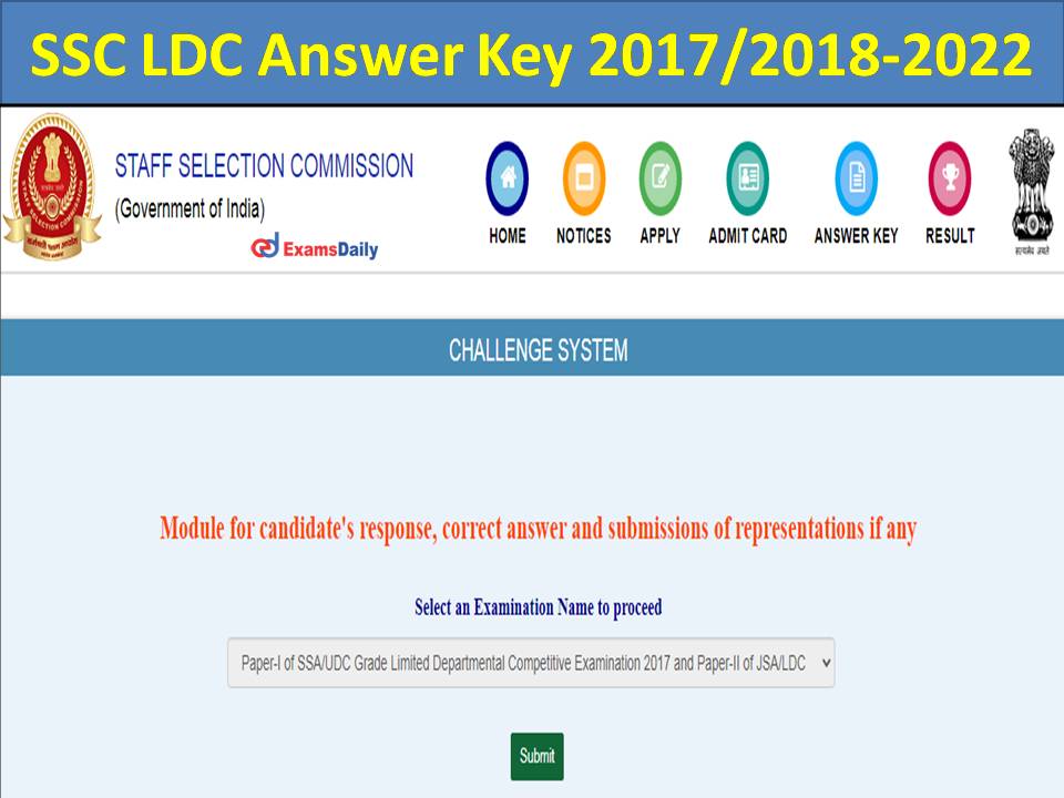 SSC LDC Answer Key 2017 2018-2022