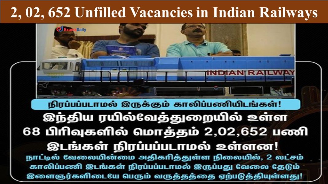 2, 02, 652 Unfilled Vacancies in Indian Railways