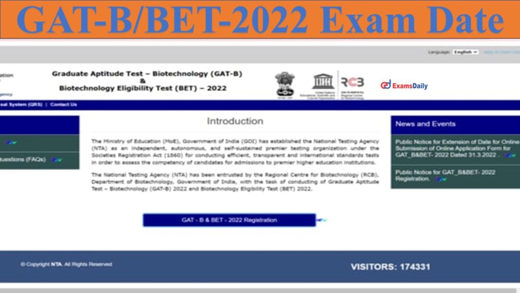 GAT-B BET-2022 Exam Date