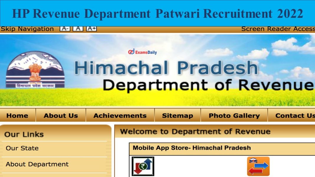 HP Revenue Department Patwari Recruitment 2022