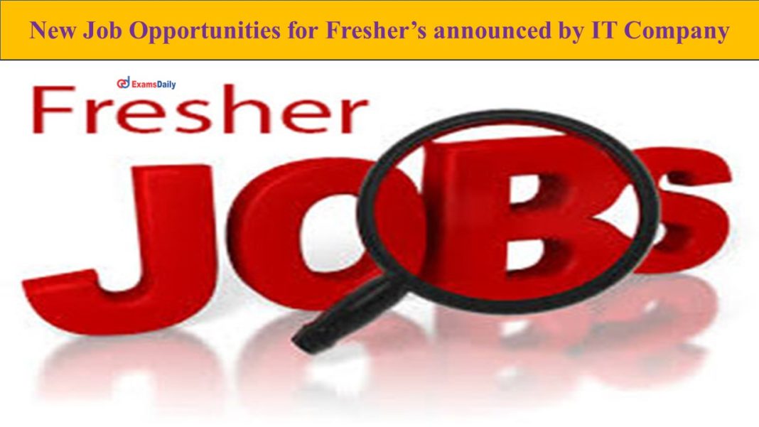 New Job Opportunities for Fresher’s announced by IT Company