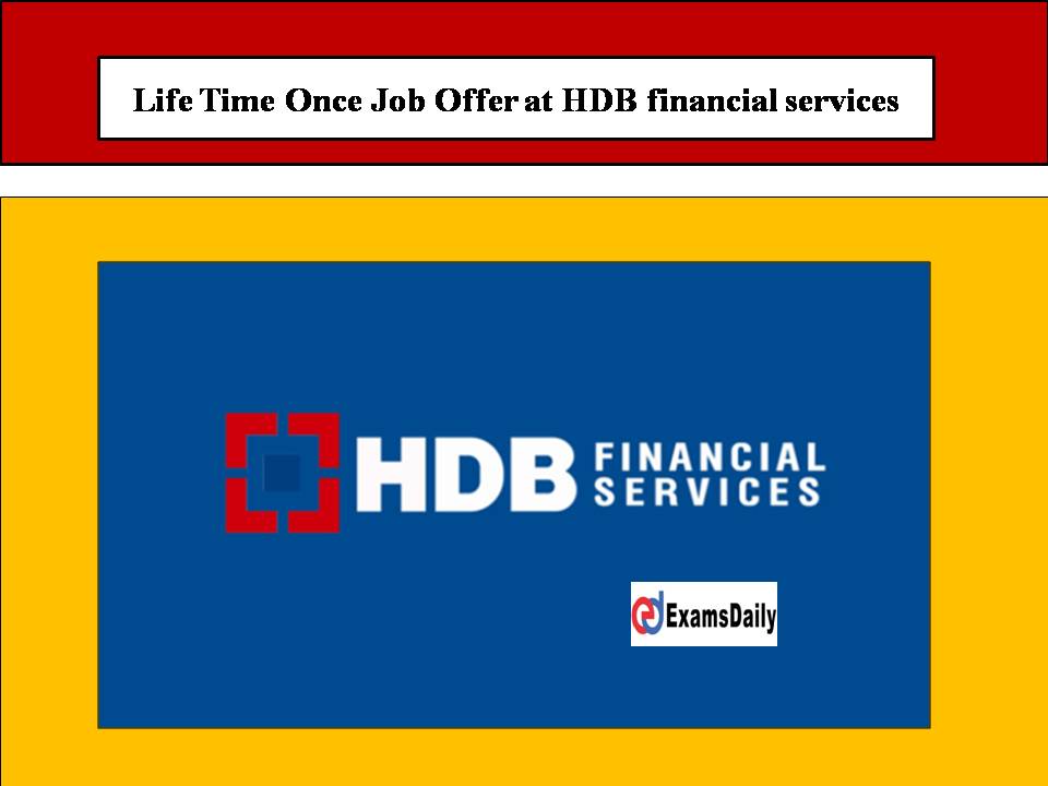 Life Time Once Job Offer at HDB financial services!!