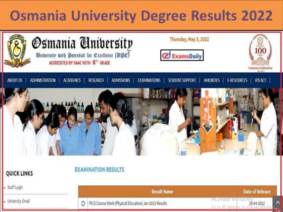 phd entrance exam 2022 results osmania university