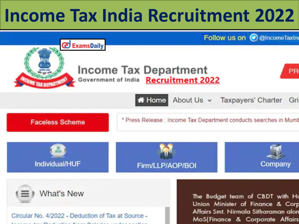 Income Tax India Recruitment 2022