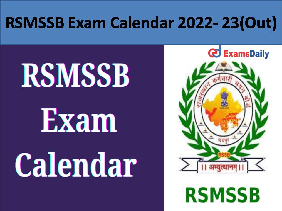 RSMSSB Exam Calendar 2022- 23(Out)