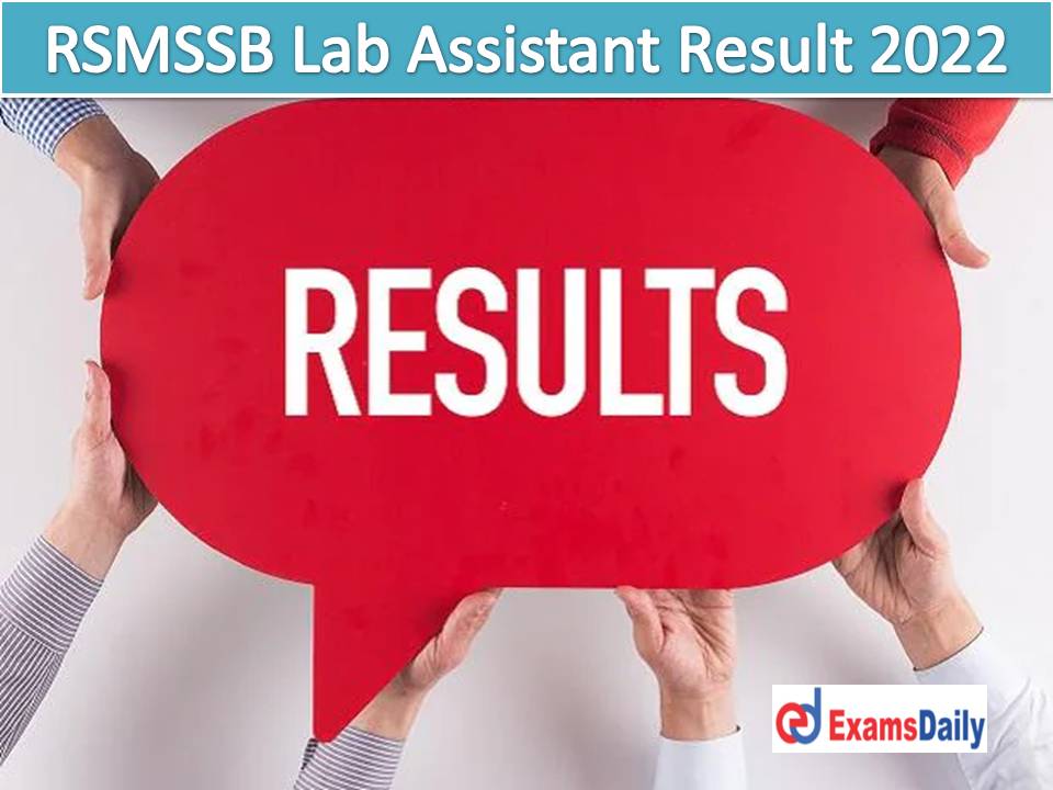 RSMSSB Lab Assistant Result 2022 – Check Rajasthan Prayogshala Sahayak Answer Key for Home Science!!!