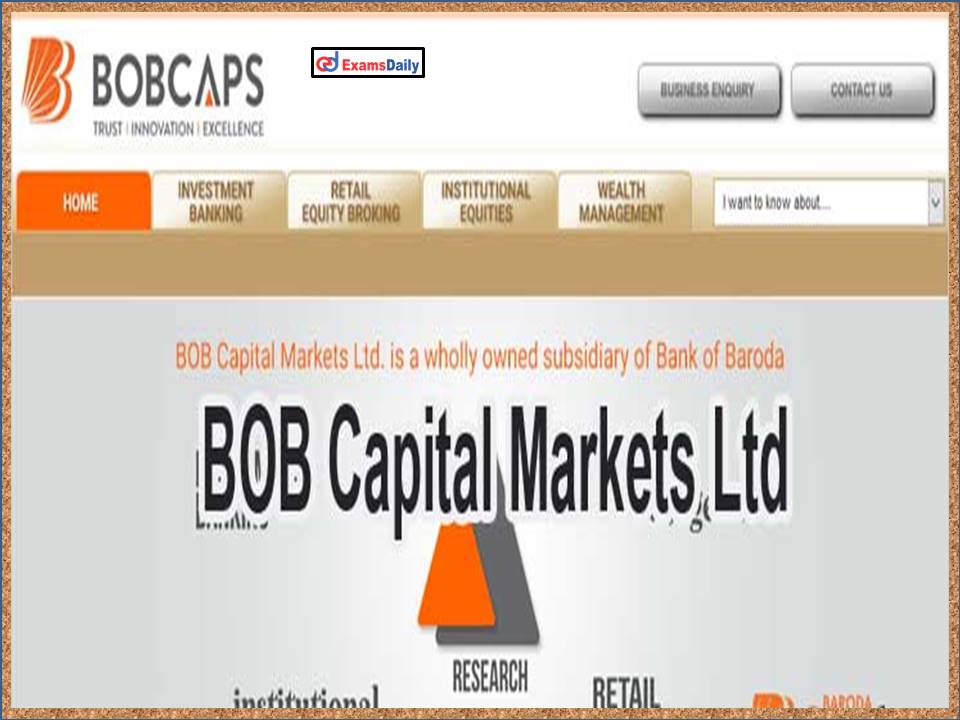 BOB Capital Market Recruitment 2022 Out