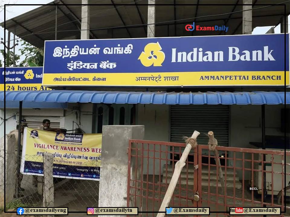 Indian Bank Recruitment 2022 OUT – No Exam!! Download Application Form PDF and Apply Here!!!