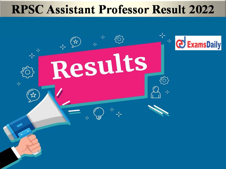 RPSC Assistant Professor Result 2022