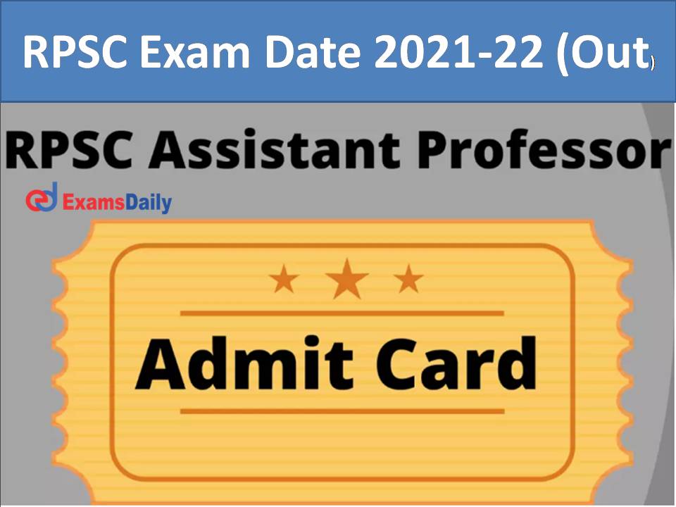 RPSC Exam Date 2021-22 (Out)
