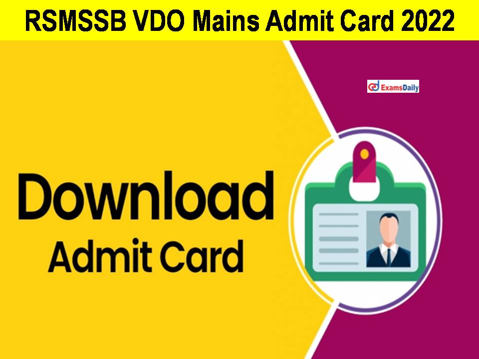 RSMSSB VDO Mains Admit Card 2022