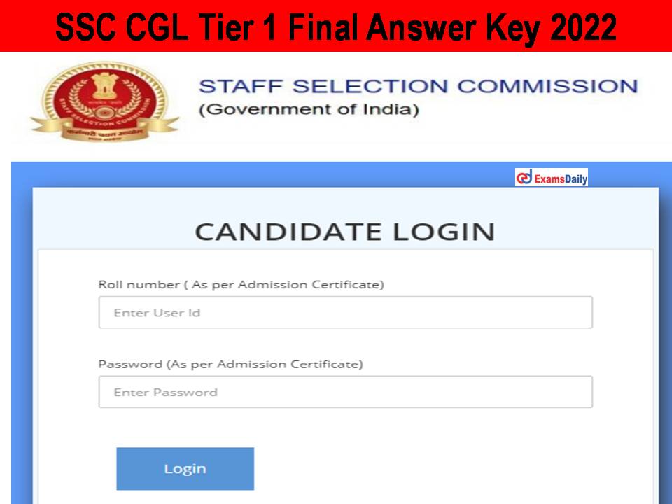 SSC CGL Tier 1 Final Answer Key 2022