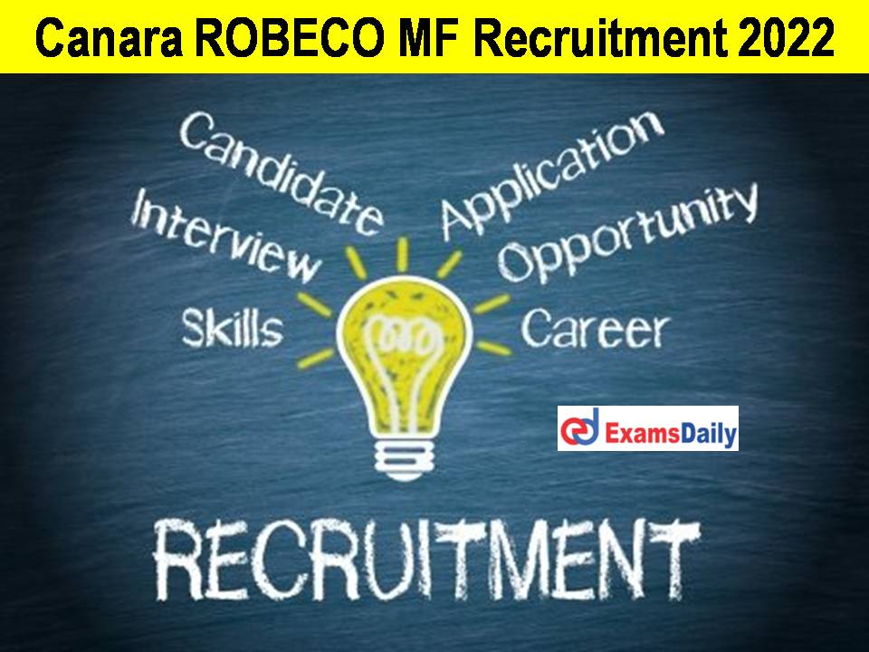 Canara ROBECO MF Recruitment 2022 OUT - Eligible Graduates Apply Here!!!