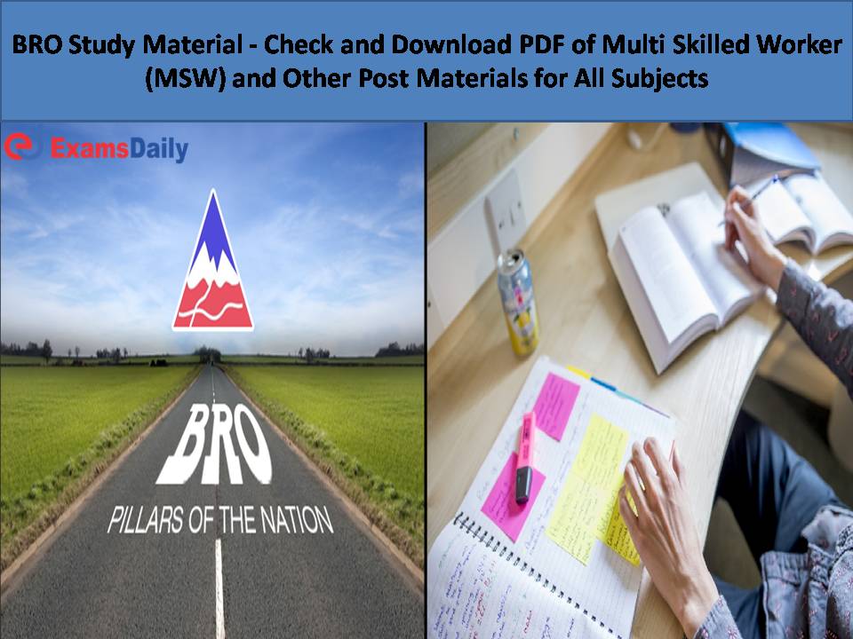 Check and Download PDF of Multi Skilled Worker (MSW) and Other Post Materials for All Subjects