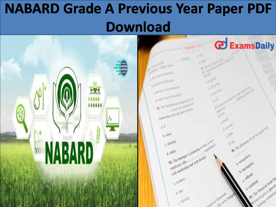 NABARD Grade A Previous Year Paper PDF Download