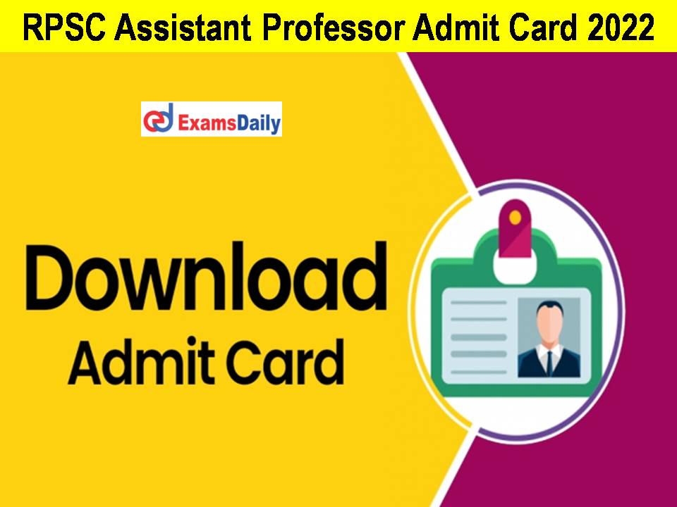 RPSC Assistant Professor Admit Card 2022