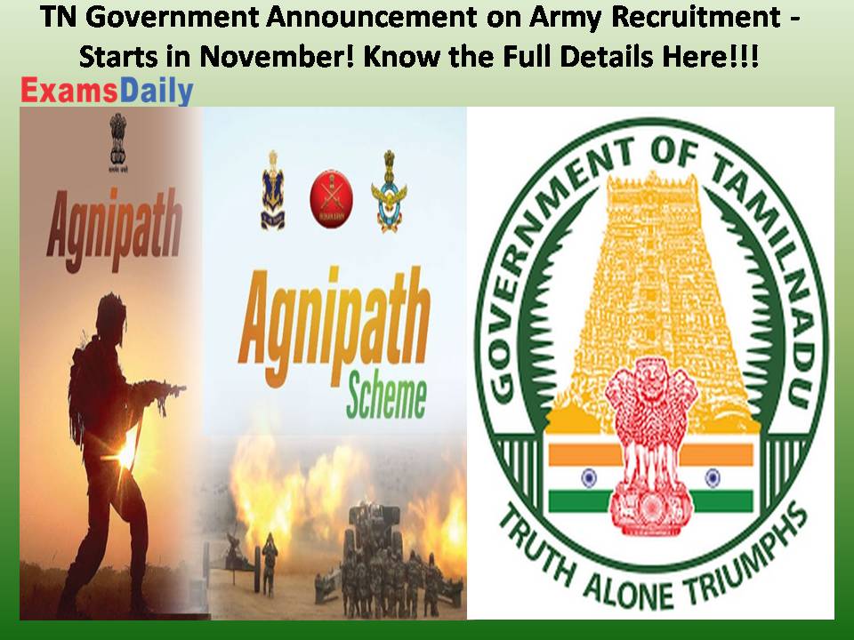 TN Government Announcement on Army Recruitment - Starts
