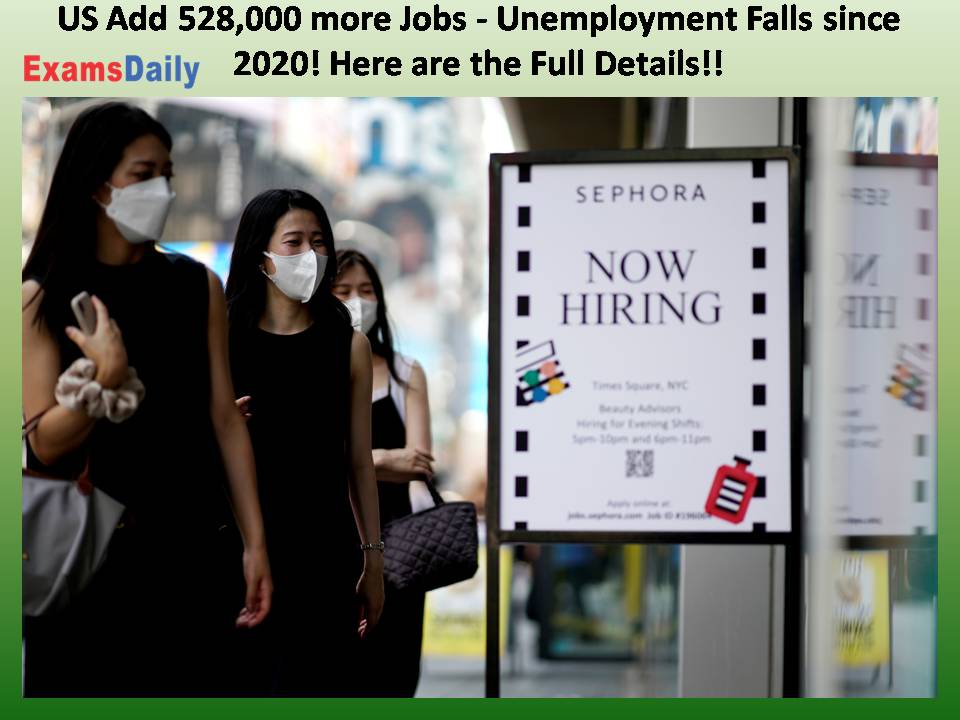 US Add 528,000 more Jobs - Unemployment Falls