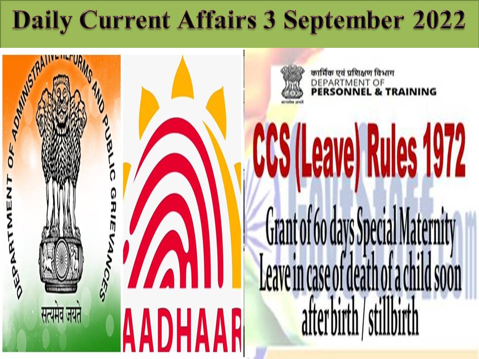 Daily Current Affairs 3 September 2022