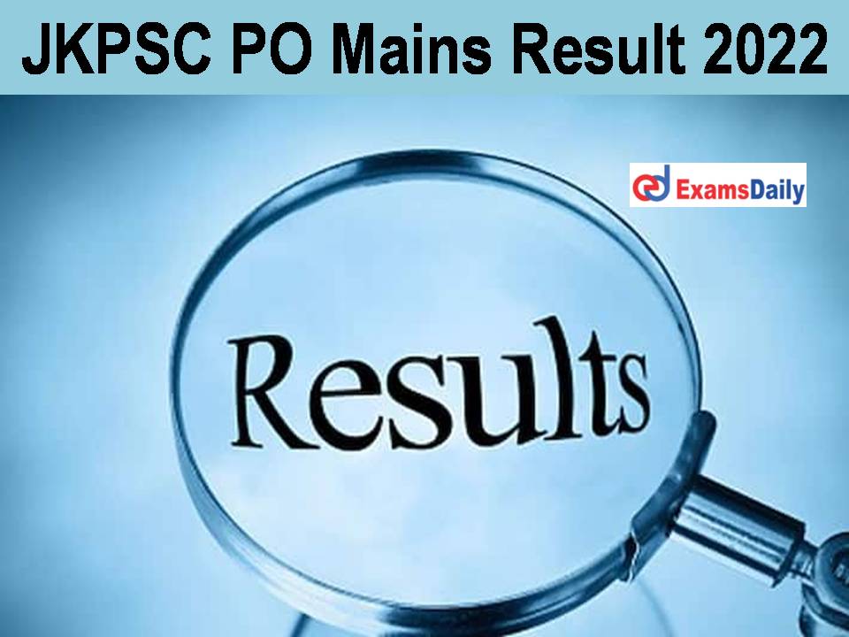 JKPSC PO Mains Result 2022