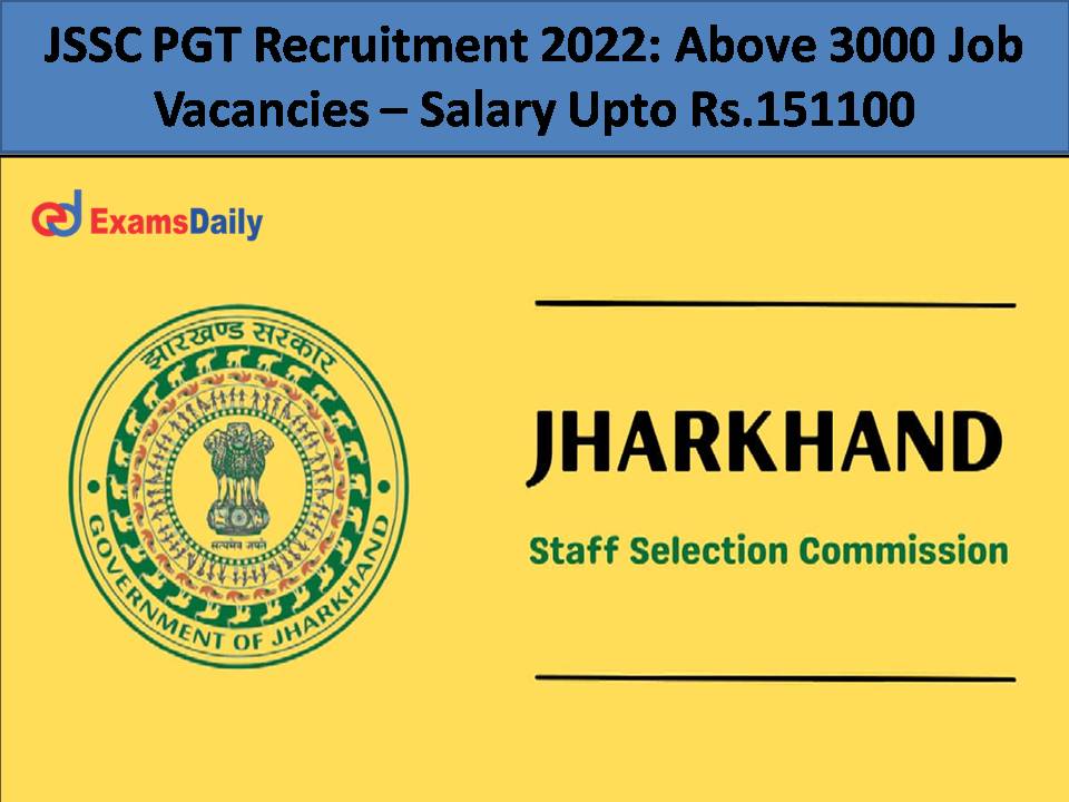 JSSC PGT Recruitment 2022