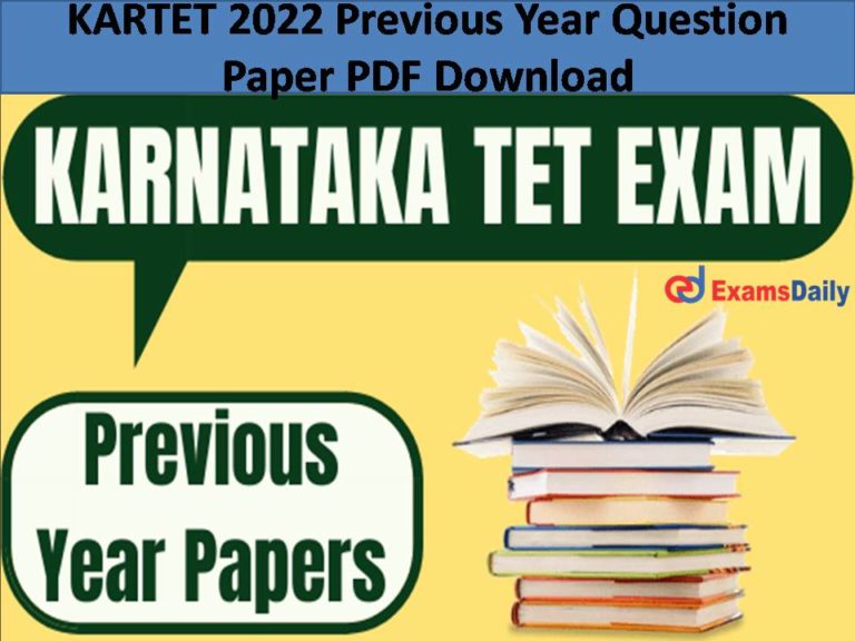 KARTET 2022 Previous Year Question Paper PDF Download  Check Karnataka