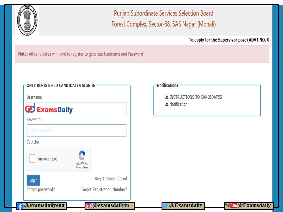 PSSSB Supervisor Admit Card 2021-22 OUT – Download Exam Date and Details Here!!!