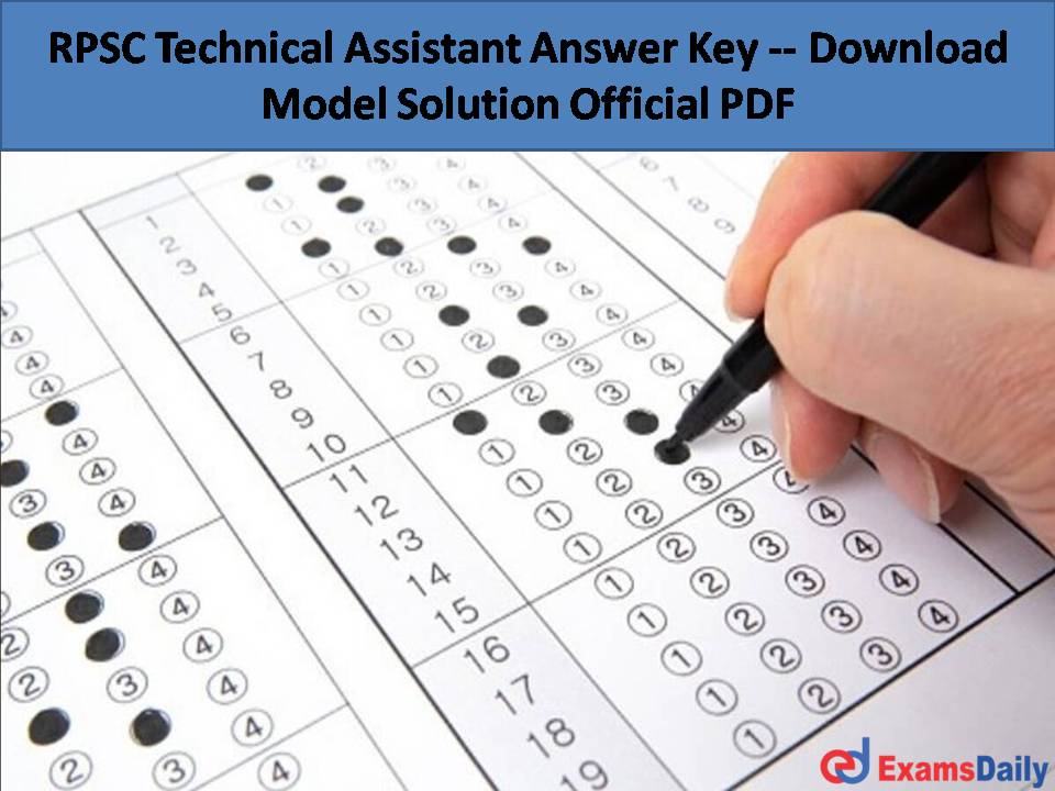 RPSC Technical Assistant Answer Key