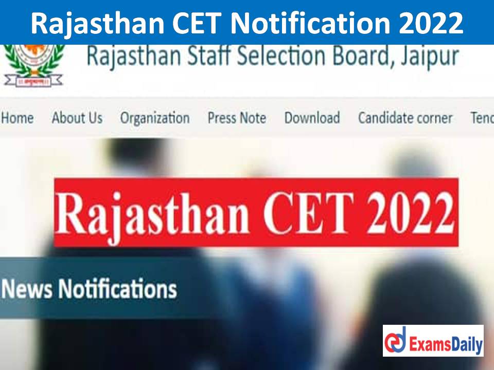 Rajasthan CET Notification 2022 PDF Out – 20000 Vacancies Download Important Dates & Eligibility Criteria!!!
