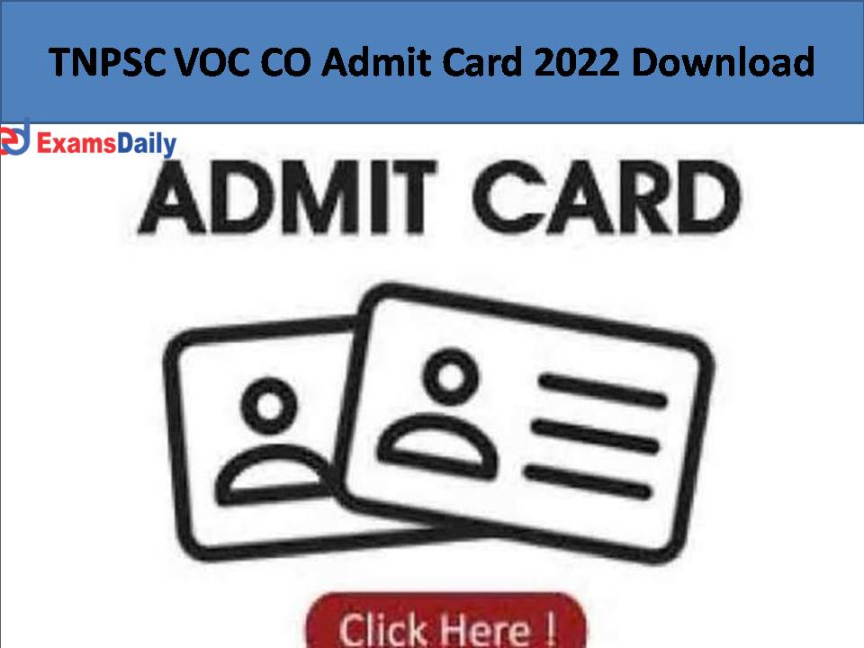 TNPSC VOC CO Admit Card 2022 Download