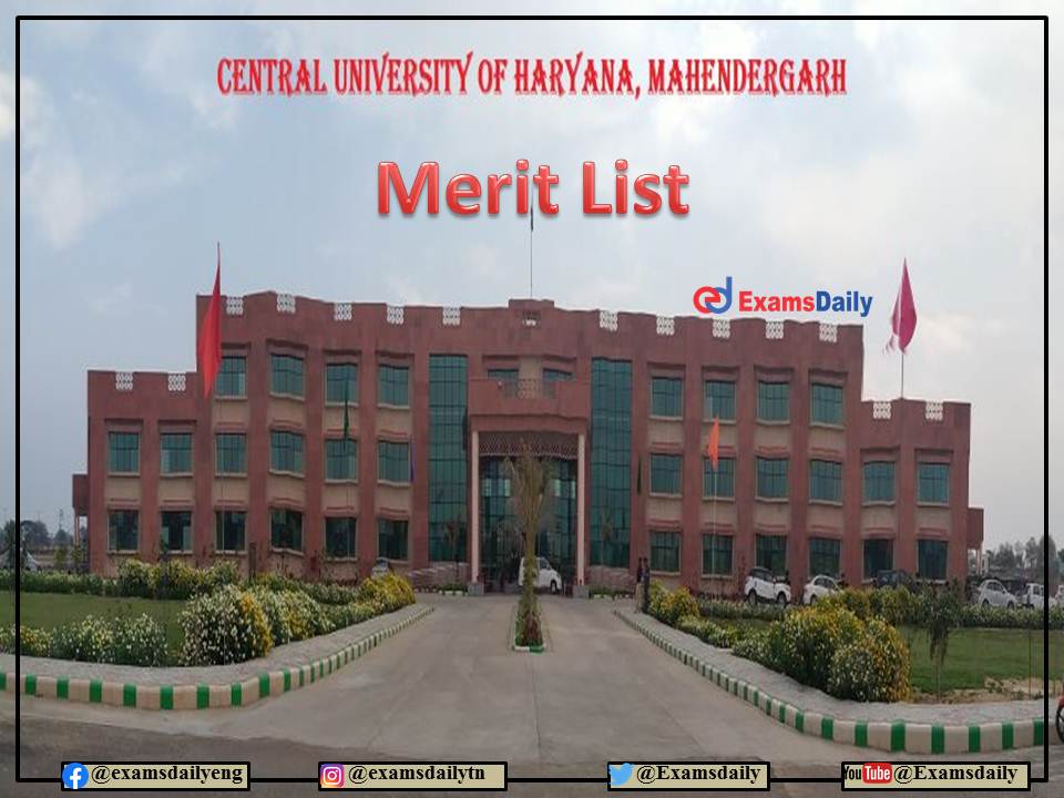 Haryana Central University Merit List 2022 Available Today - Details Here!!!
