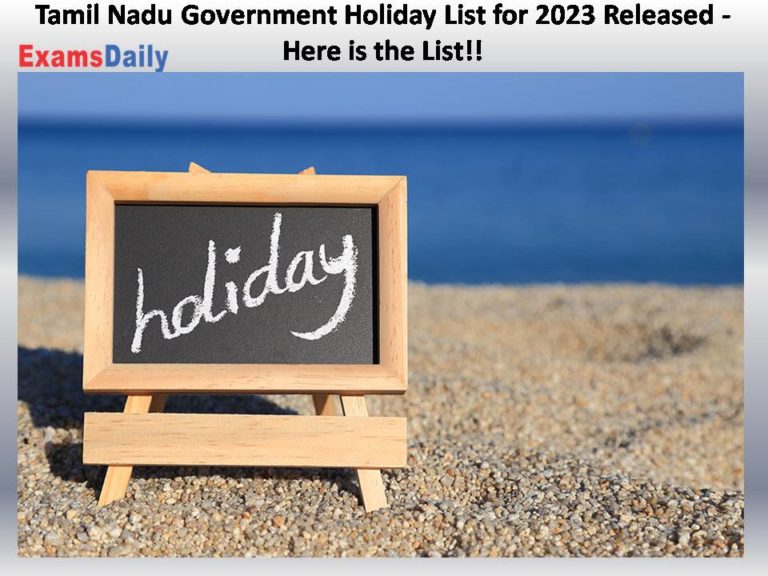 Tamil Nadu Government Holiday List for 2023 Released Here is the List!!