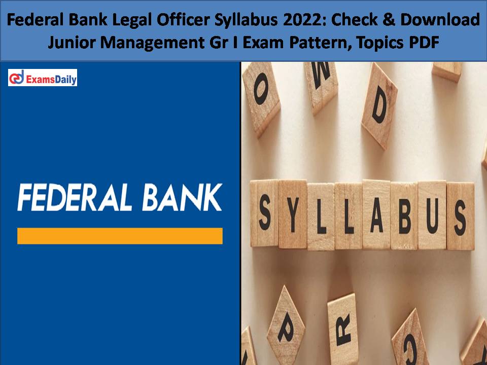 Federal Bank Junior Management Grade 1 Aptitude Test Syllabus