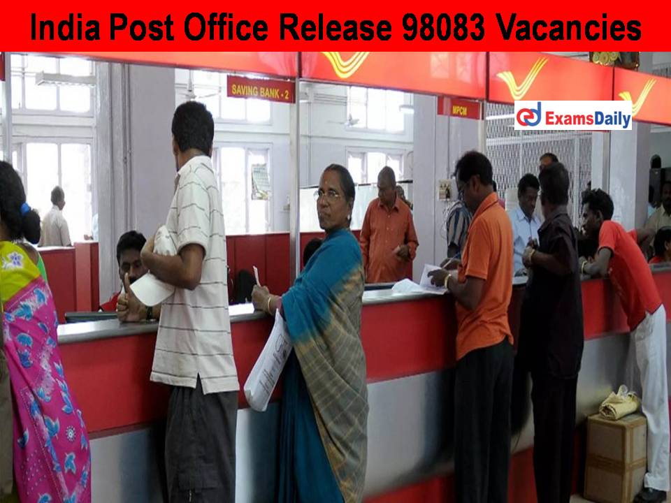 India Post Office Release 98083 Vacancies