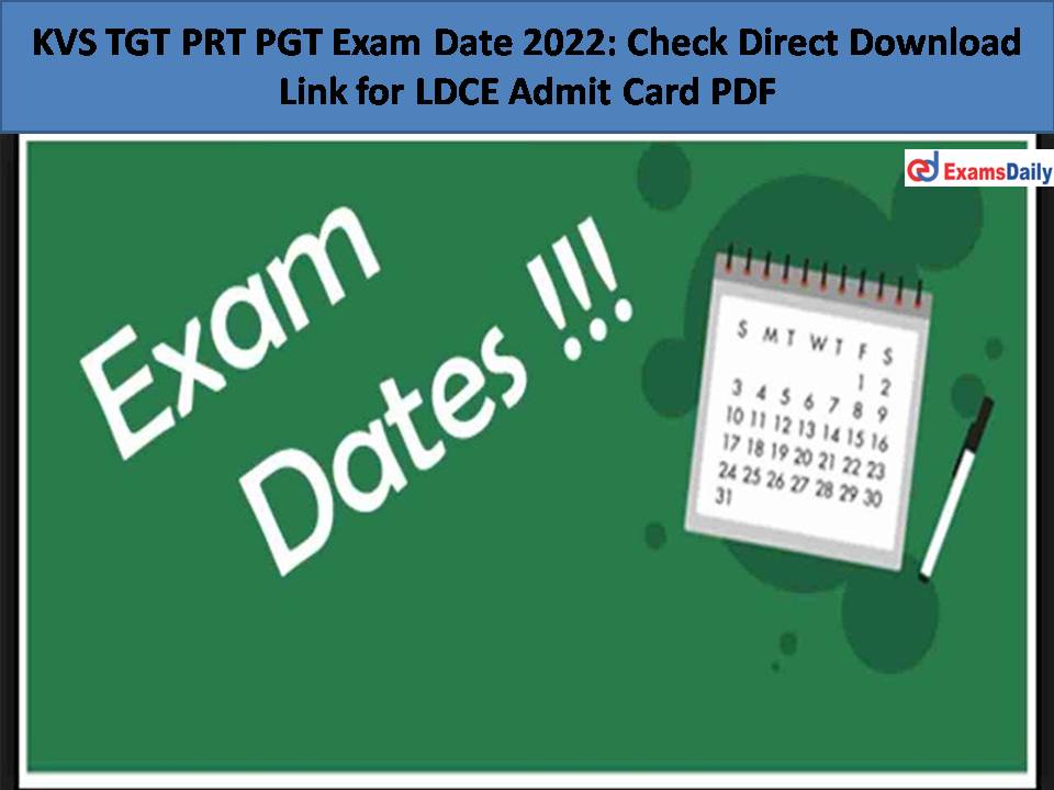 KVS TGT PRT PGT Exam Date 2022