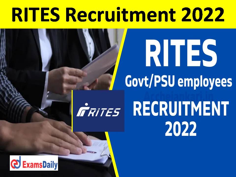 RITES Recruitment 2022 Without Gate – Salary up to Rs. 1,90,000 PM