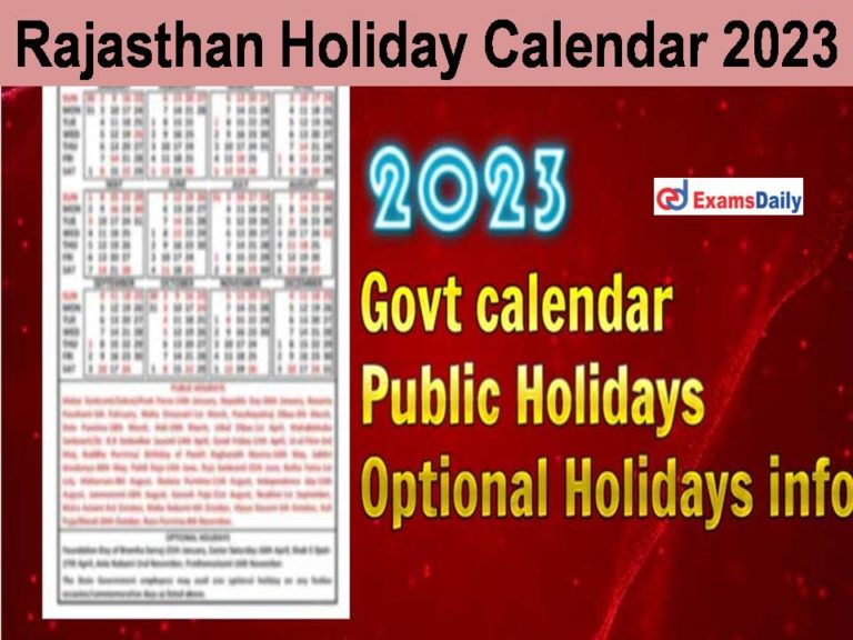 Rajasthan Holiday Calendar 2023 PDF Download Govt Leave List Here!!!